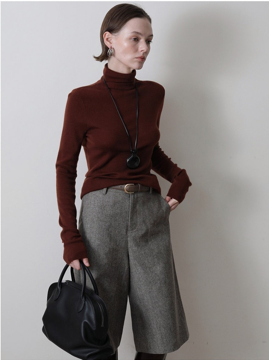 ヘリンボーン ウール キュロットパンツ