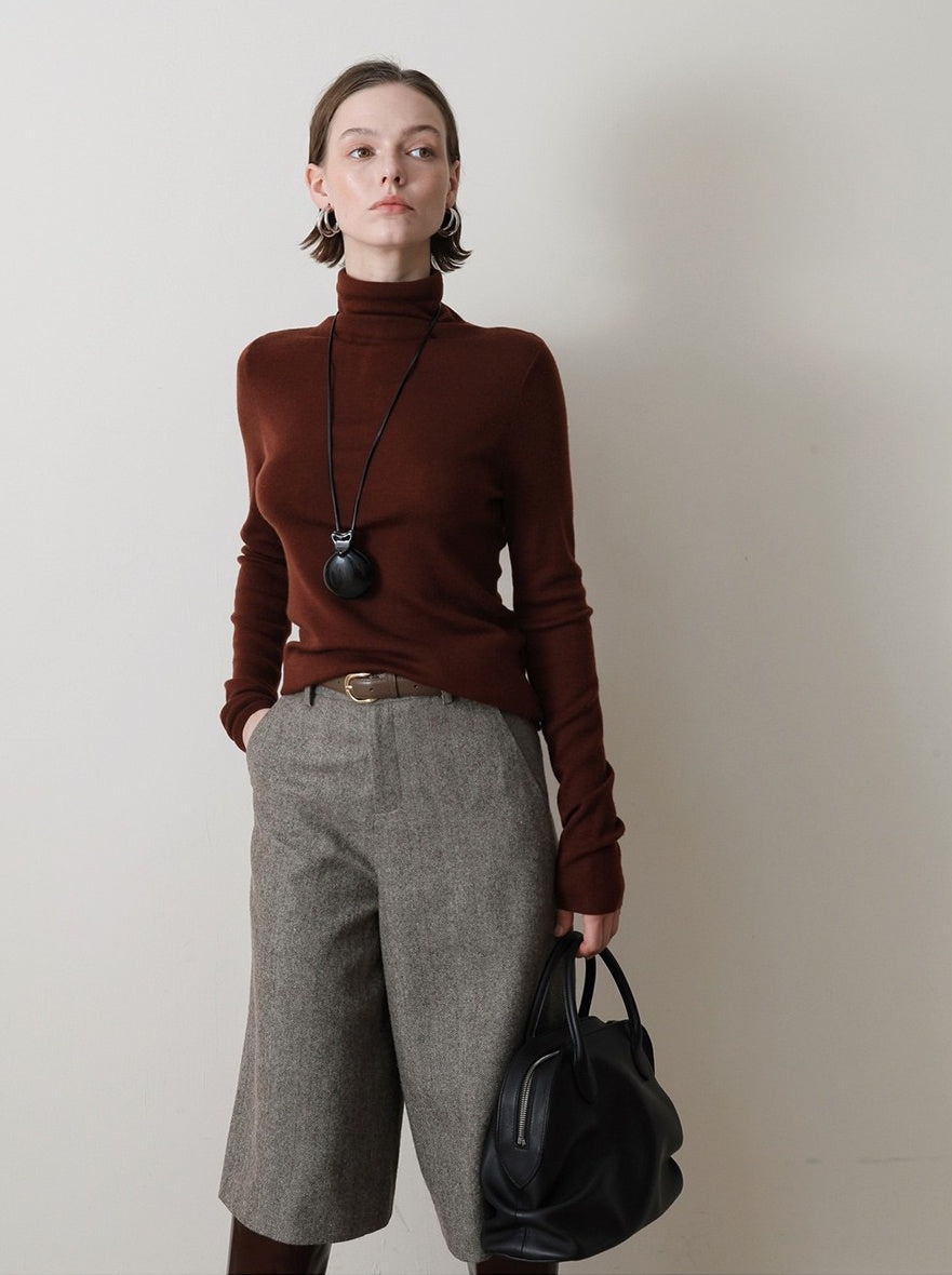 ヘリンボーン ウール キュロットパンツ