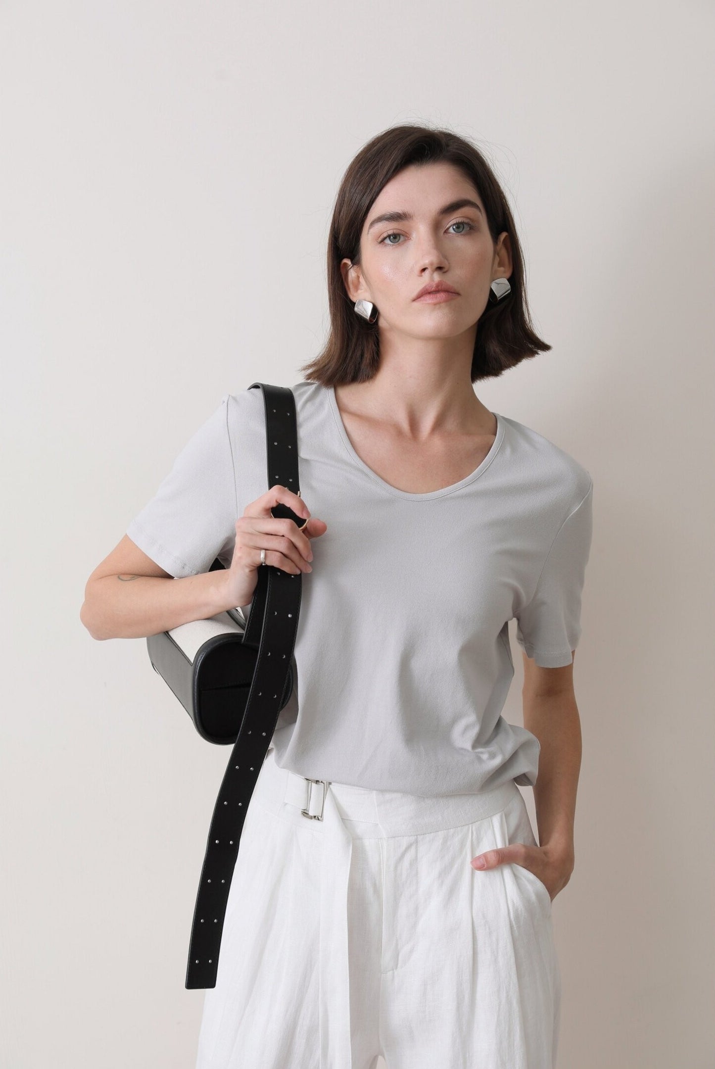 和紙ブレンド スプーンネック 半袖Tシャツ レディース