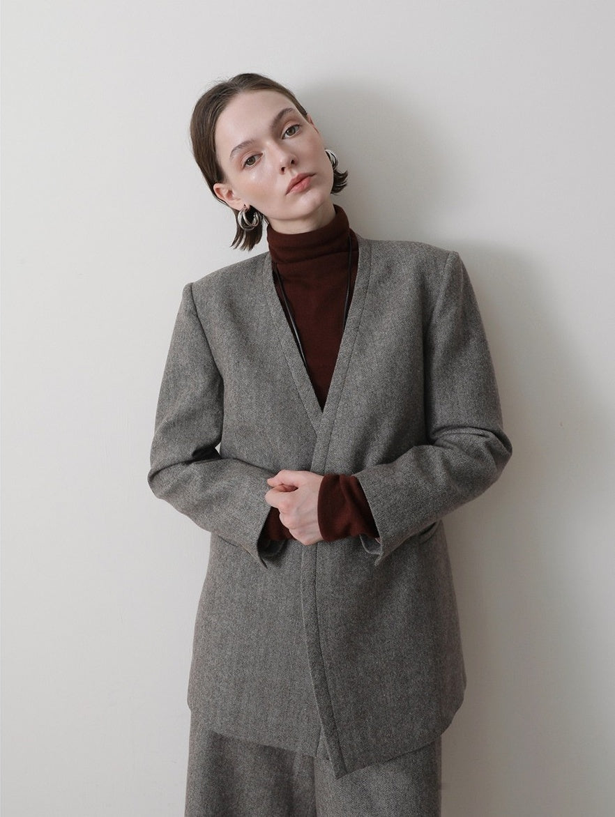 ヘリンボーン ウール キュロットパンツ