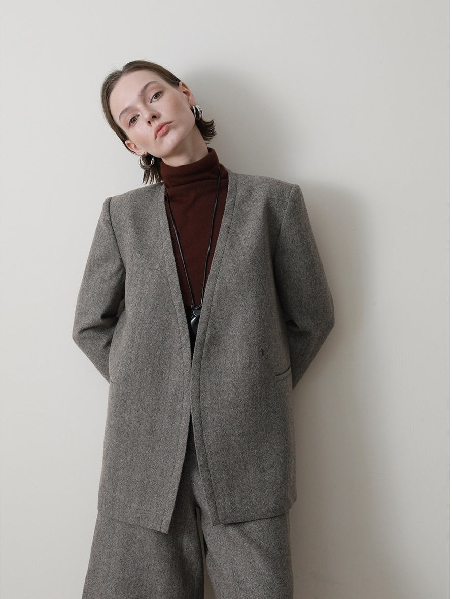 ヘリンボーン ウール キュロットパンツ