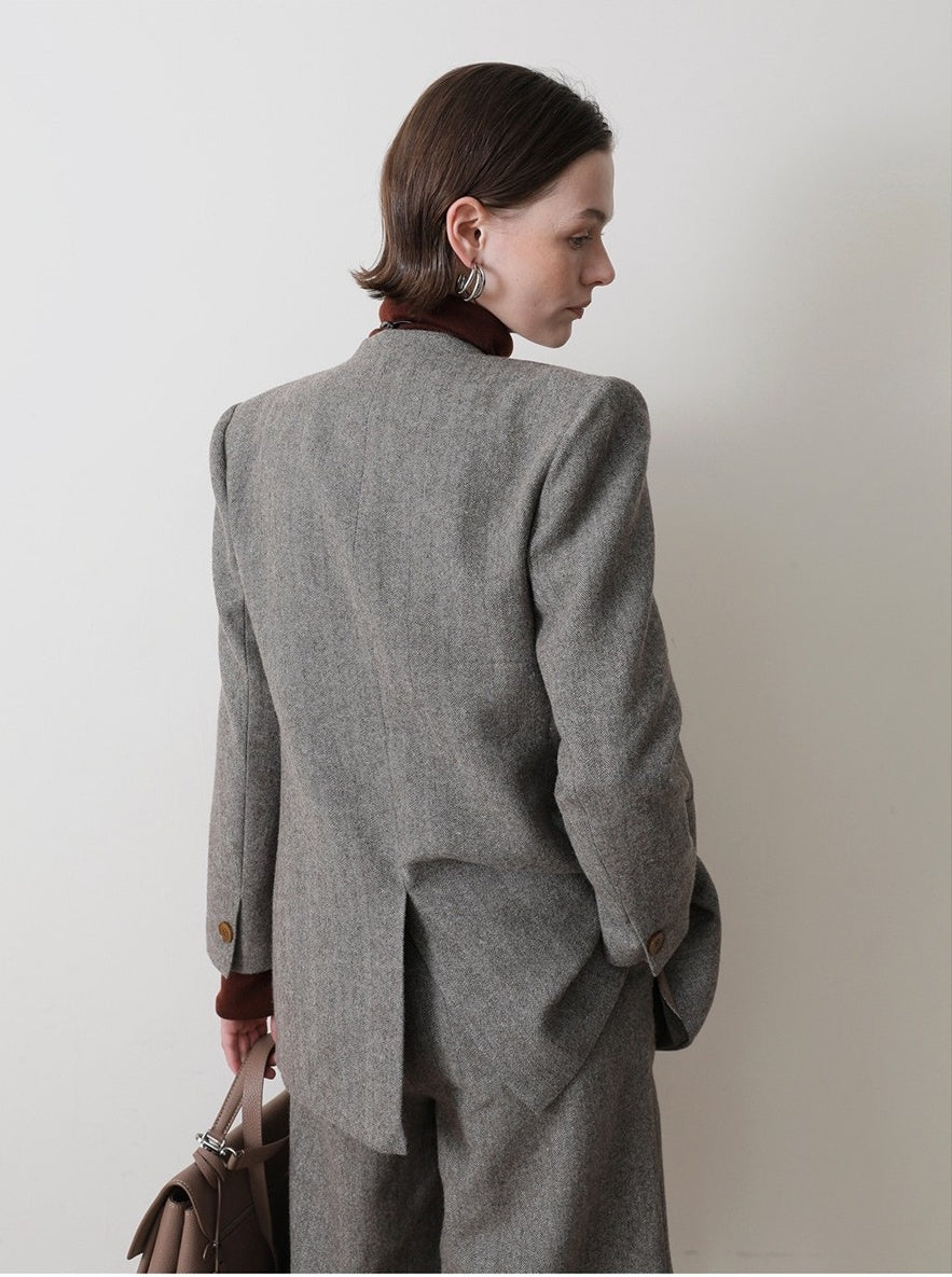 ヘリンボーン ウール キュロットパンツ