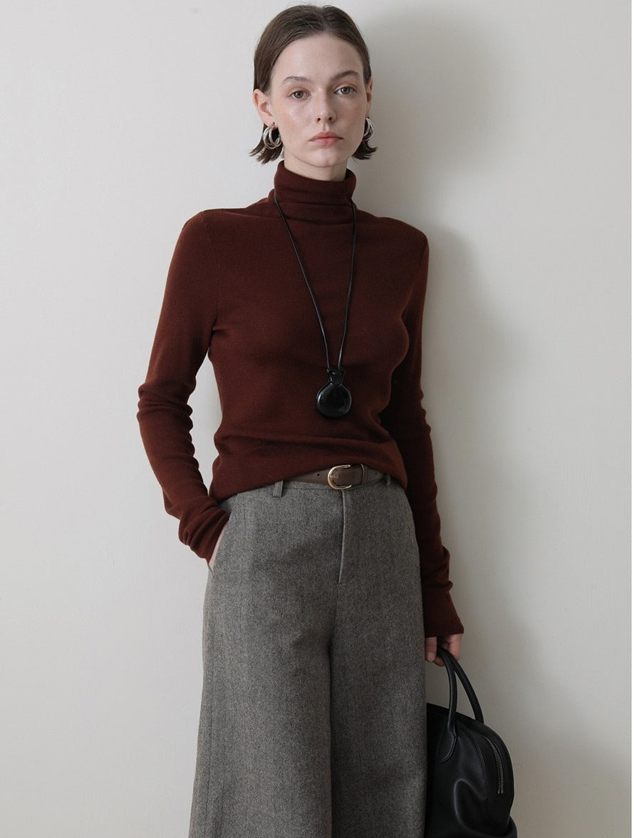 ヘリンボーン ウール キュロットパンツ