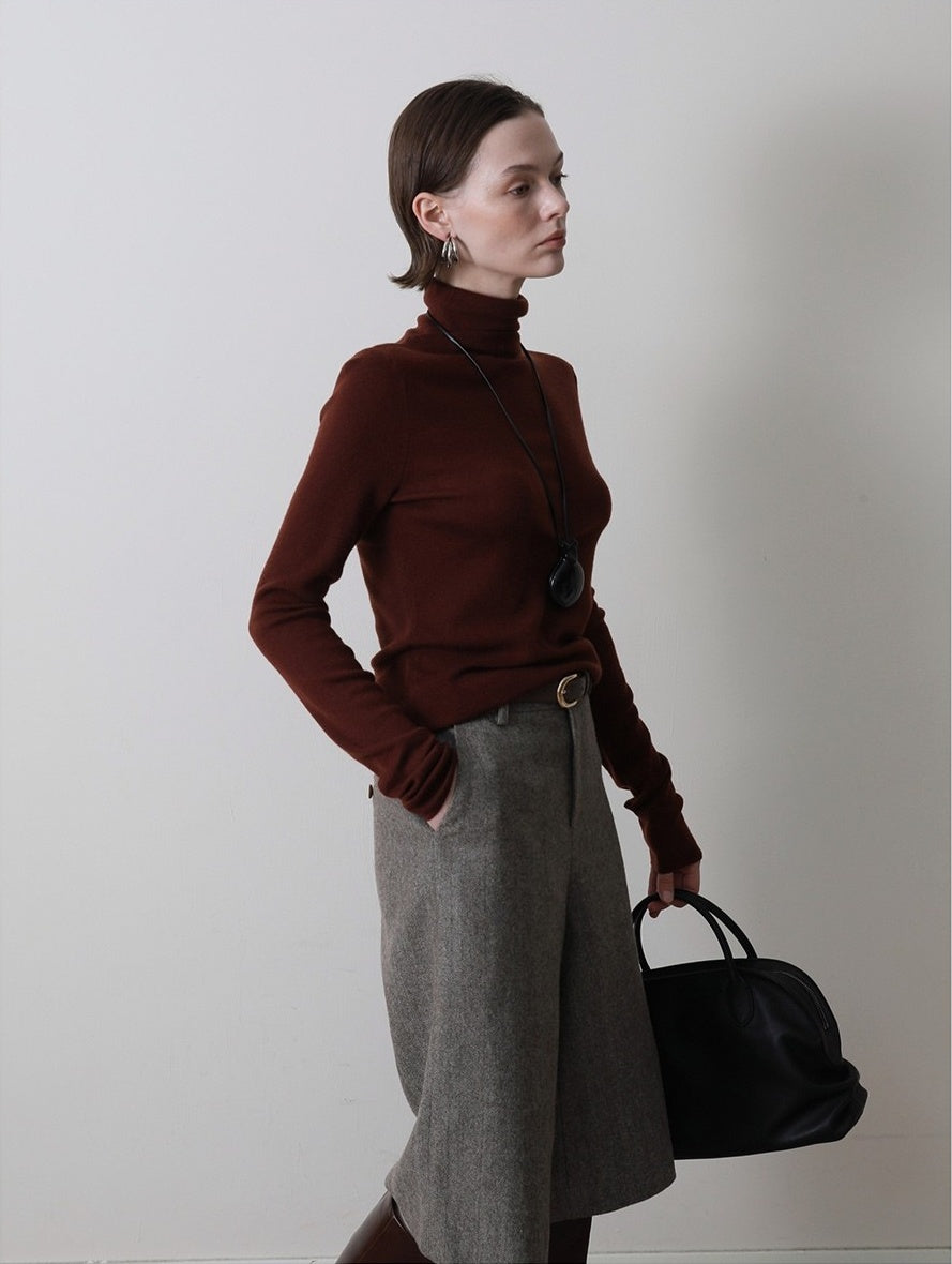 ヘリンボーン ウール キュロットパンツ