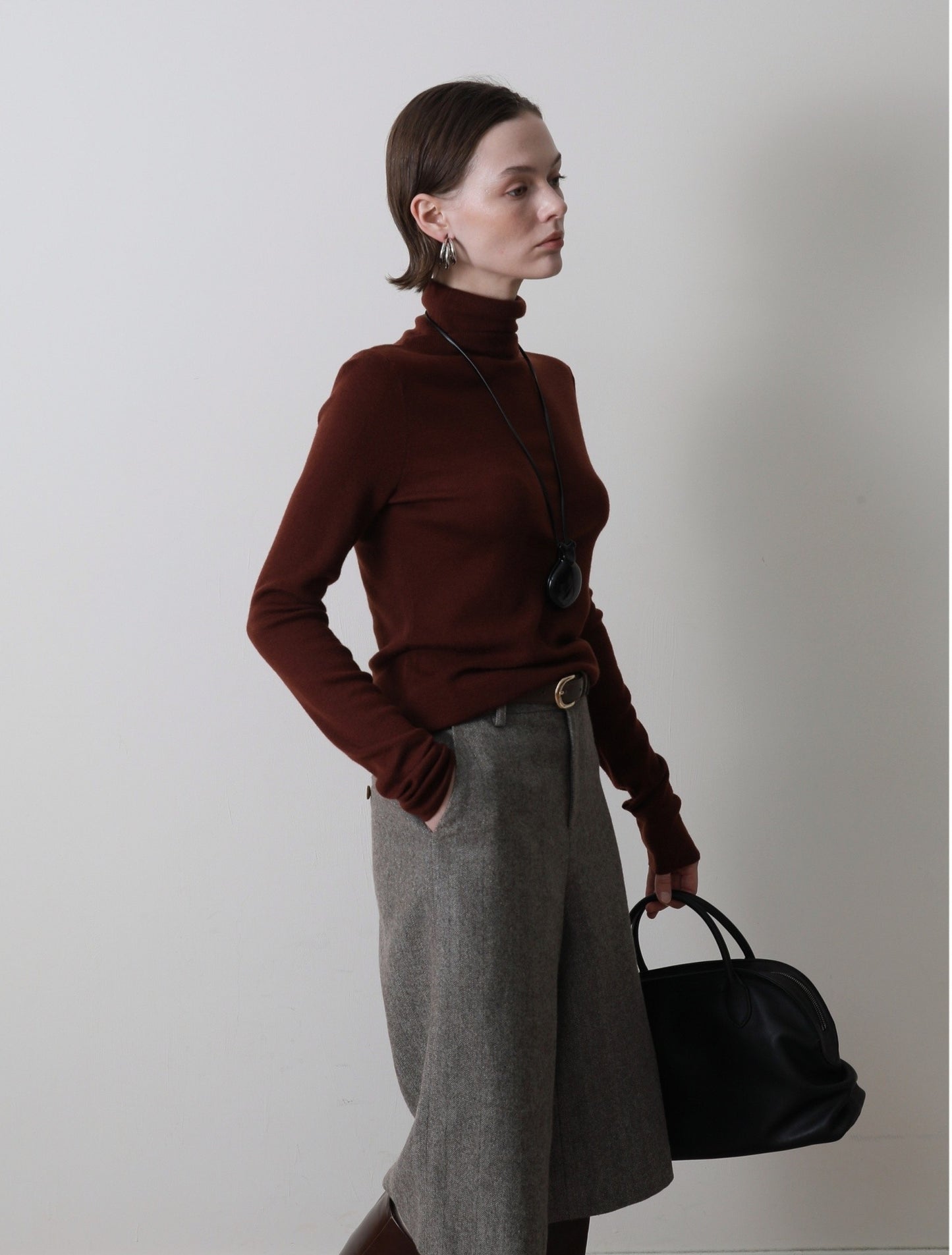 ヘリンボーン ウール キュロットパンツ