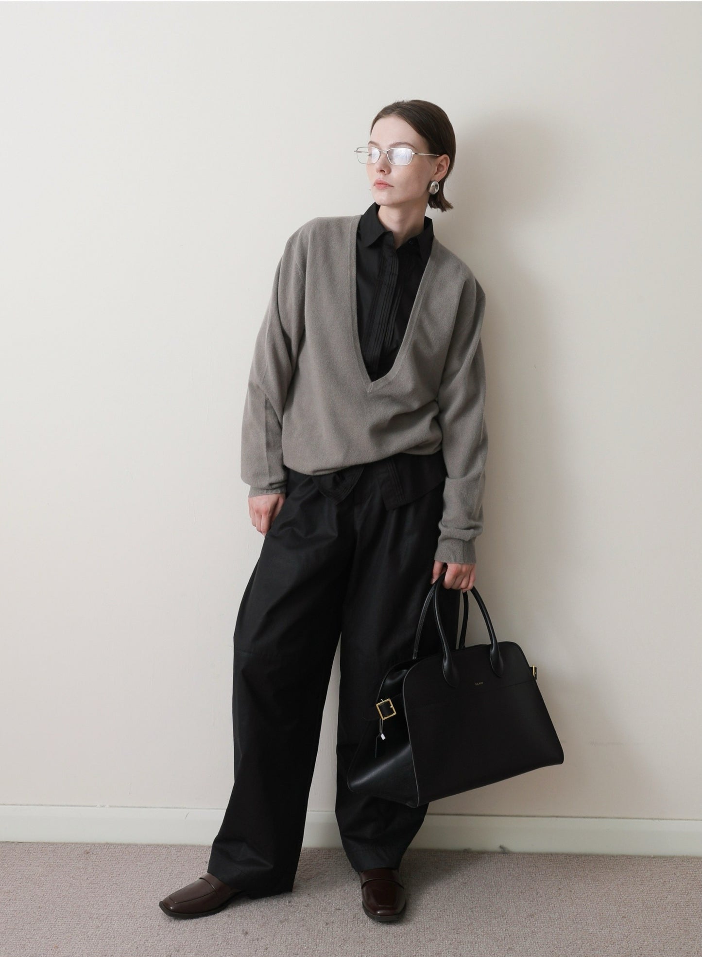 オイルウォッシュ加工 多パネルデザイン テーパードワークパンツ