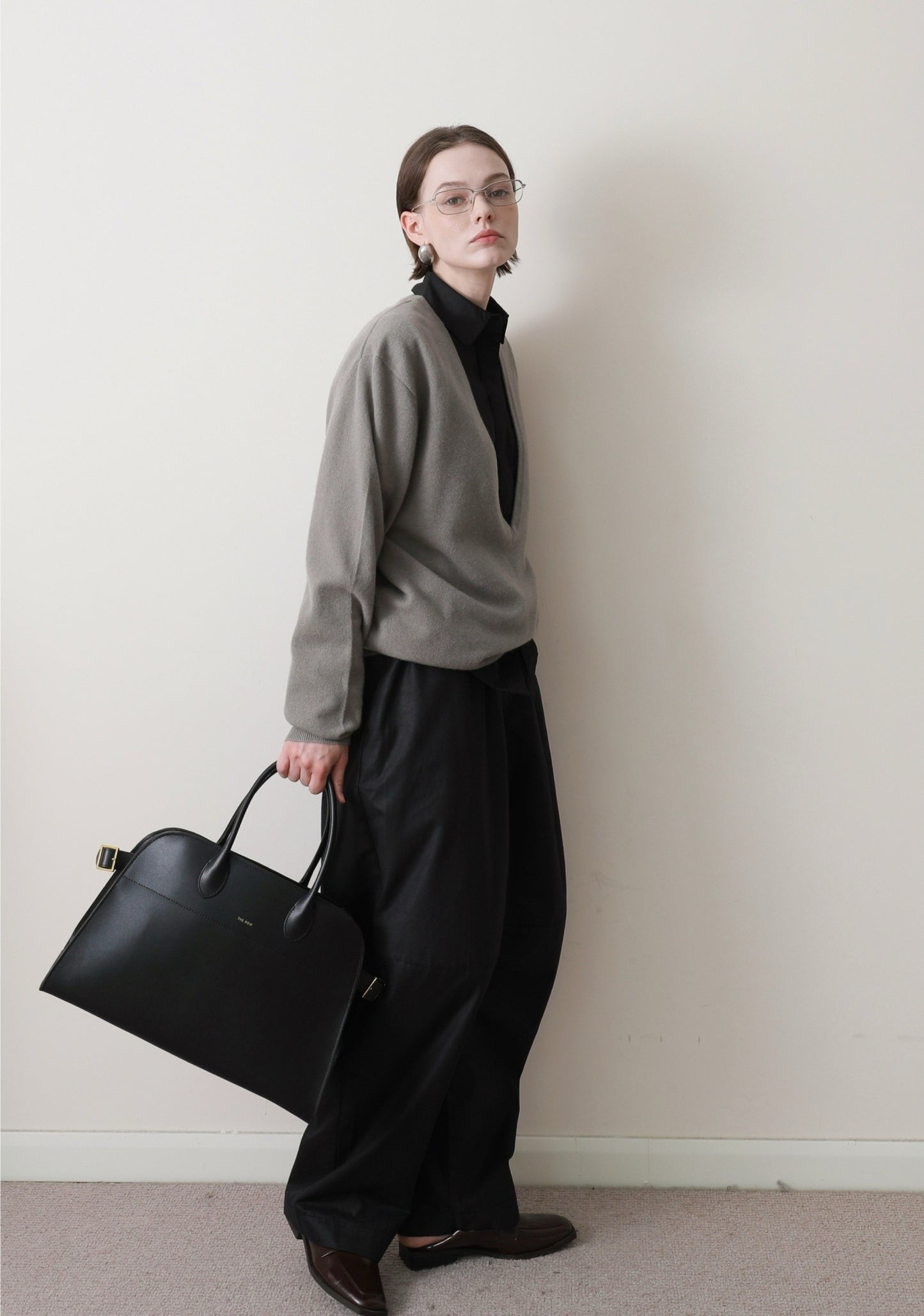 オイルウォッシュ加工 多パネルデザイン テーパードワークパンツ