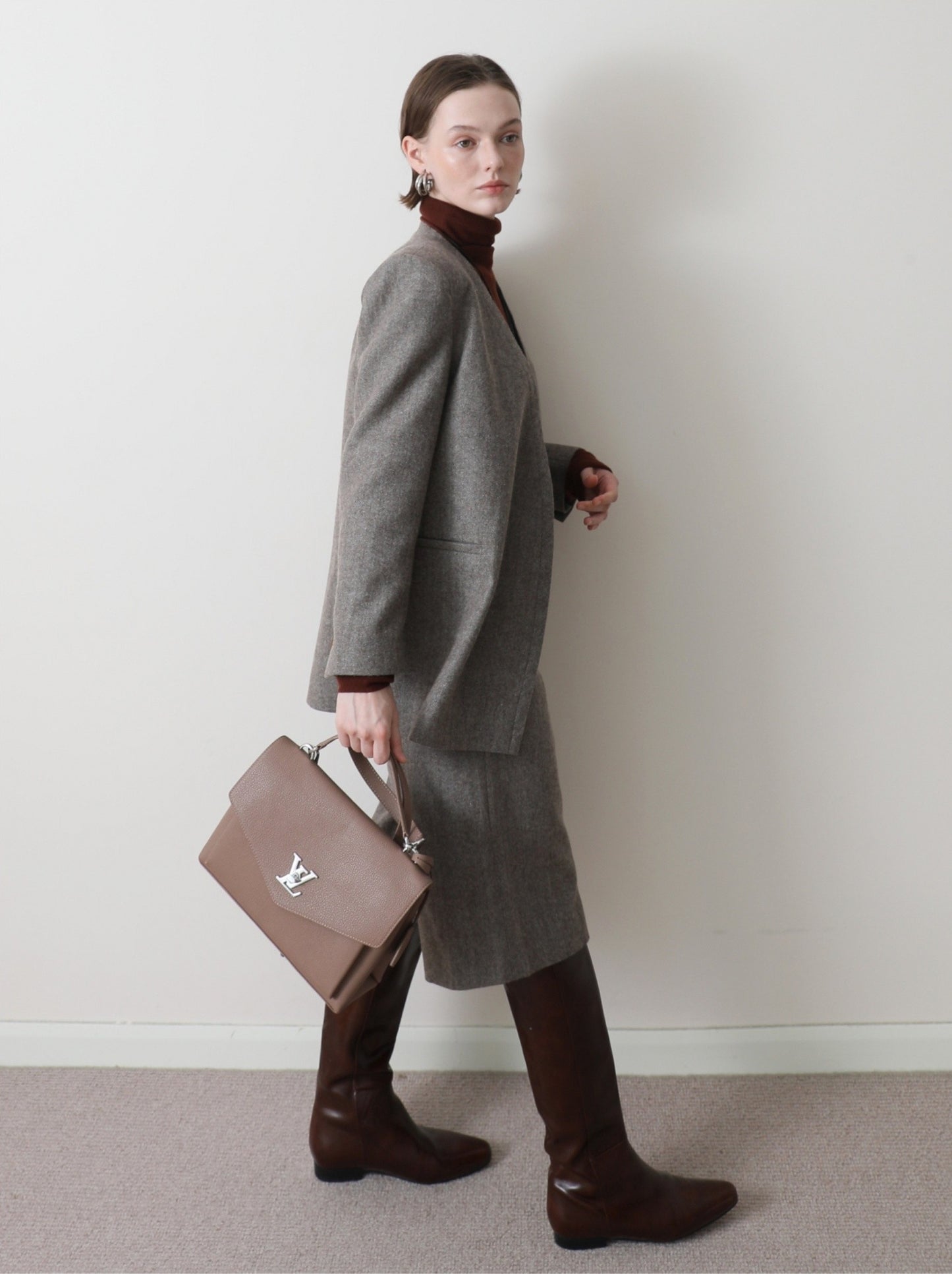 ヘリンボーン ウール キュロットパンツ