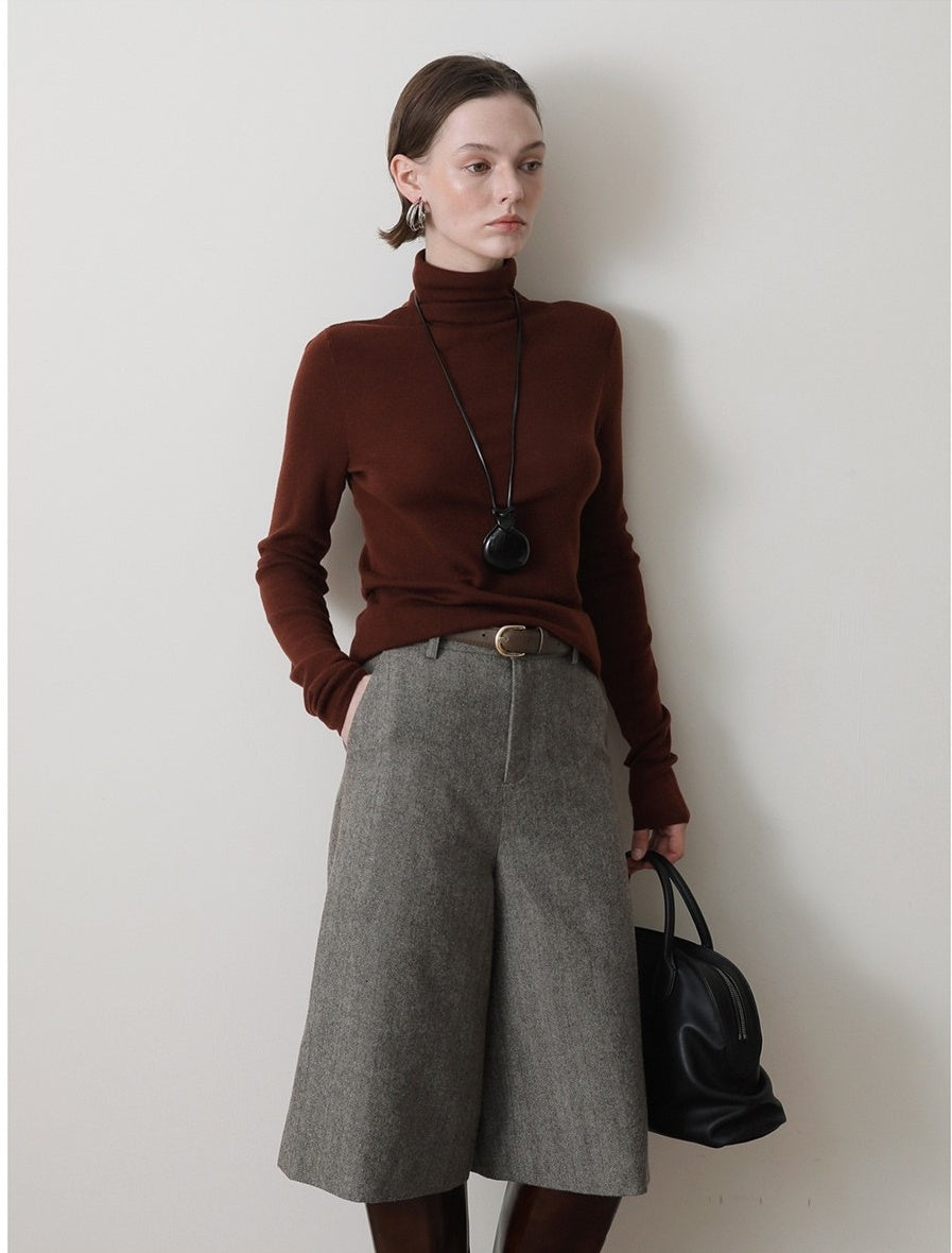 ヘリンボーン ウール キュロットパンツ