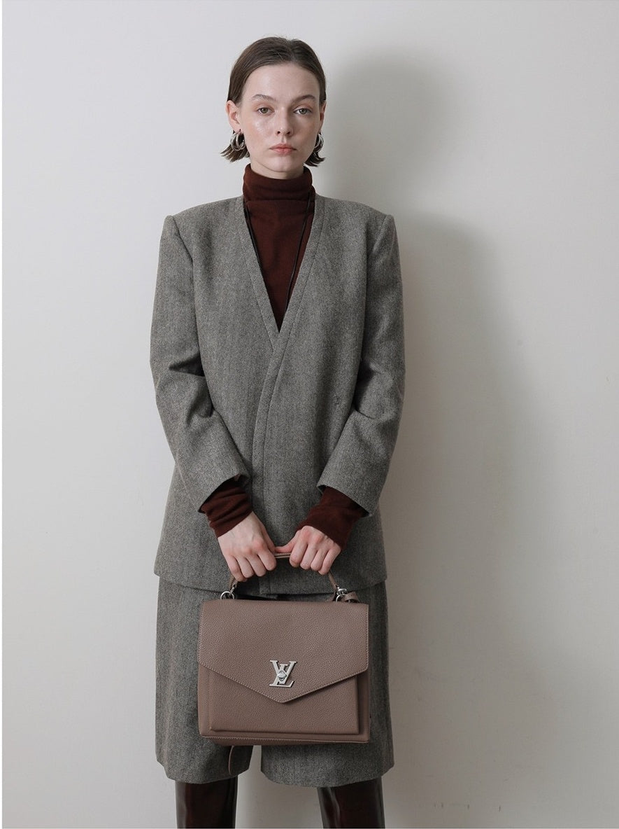 ヘリンボーン ウール キュロットパンツ